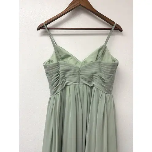 Azazie Alia A-Line Pleated Chiffon Dress in Dusty Sage Size A8