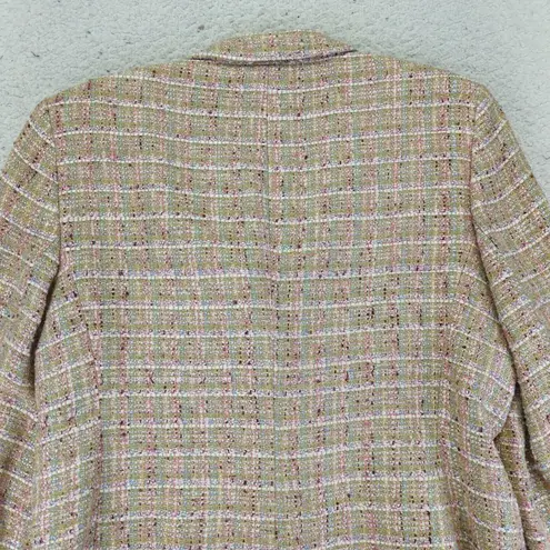Vintage Marshall Fields Tweed Blazer Women's 10 Plaid Career Academia Classic Tan