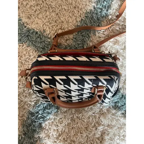 Spartina 449 Satchel Crossbody Bag Black Houndstooth Purse