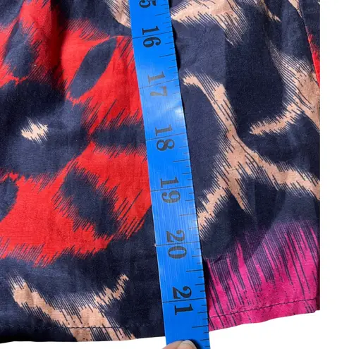 Velvet by Graham & Spencer Silk Cotton Ikat Blouse Navy Coral Boho Stylecore Blue Size XS