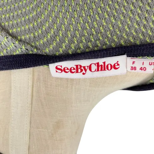 See By Chloe Knit Top Short Sleeve Contract Back Purple Lime Green Size US 4