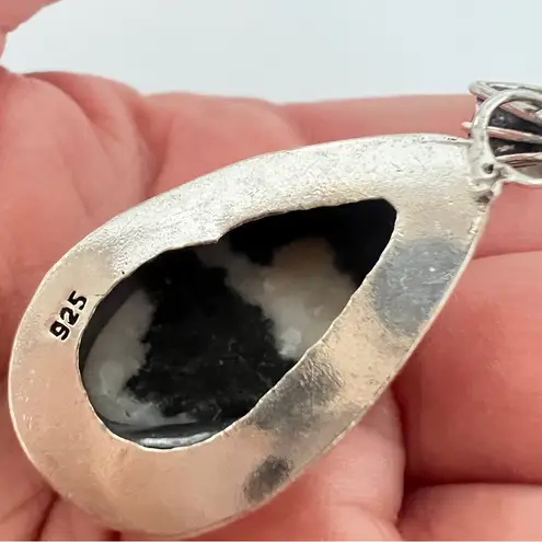 925 Sterling Silver White buffalo Turquoise Necklace Womens Gemstone Jewelry Black