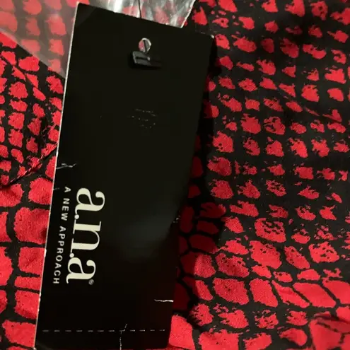 a.n.a  Red and Black Notched Collar Cut Out Top