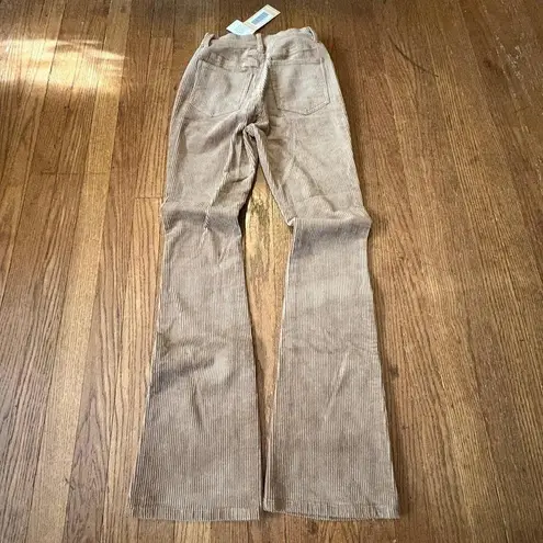 NWT JustFab Corduroy High Rise Flare Pants Camel Tan Bell Bottom Size 24
