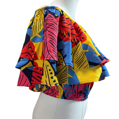 Sugarlips Tropical Layered Crop Top NWT Women’s XS Off Shoulder Ruffle Blouse Red