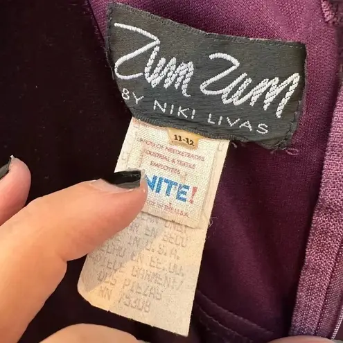 Vintage Zum Zum Niki Livas 90’s Size 11 12 Velvet Bust Formal Plum Gown Dress Purple