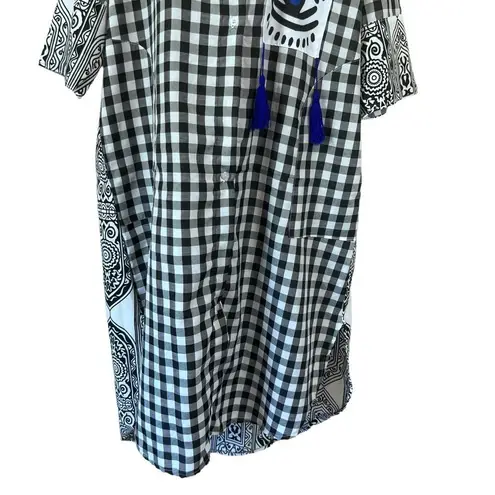 Evil Eye Black & White Gingham Plaid Long Shirt Dress Size undefined