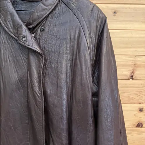 Vintage Vakko Size Small Oversized Soft Chocolate Brown Leather Longline Jacket