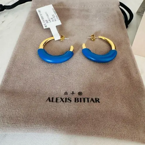 Alexis Bittar Retro Memphis 14K Yellow Goldplated Half-Hoop Earrings, Blue, NWT