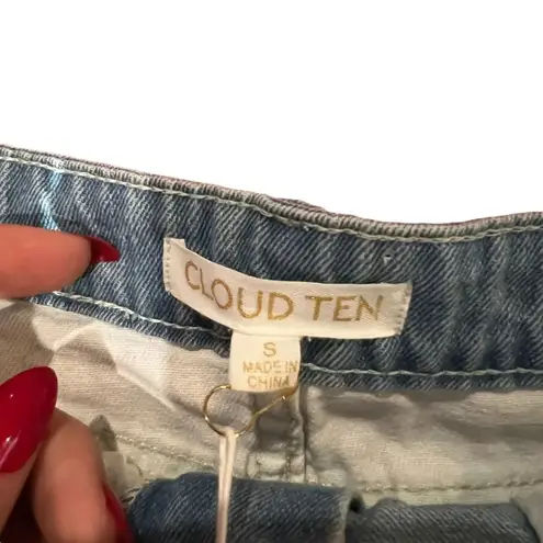 Cloud Ten NWT Two Toned Denim Mini Skirt with raw hem Size Small