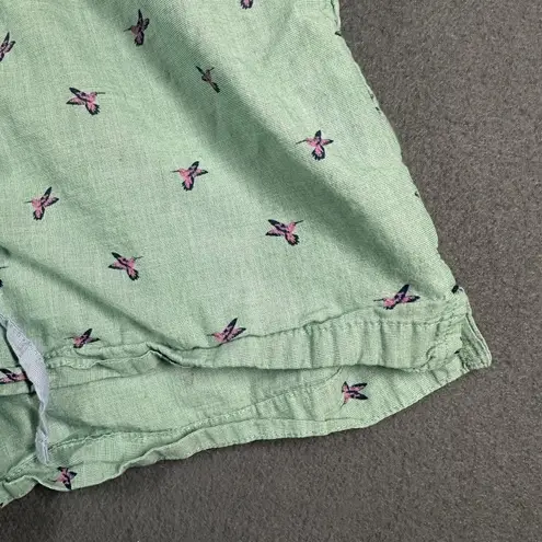 GapBody Shorts Womens Small Green Bird Print Drawstring Pajama Sleep Lounge