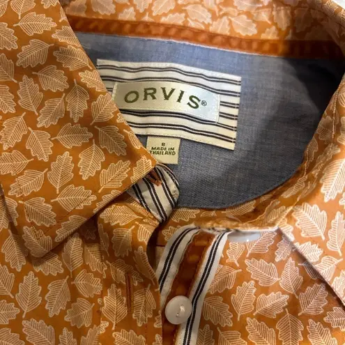 Orvis Women’s  Orange Leaf Button Up Long Sleeve Shirt Size 8