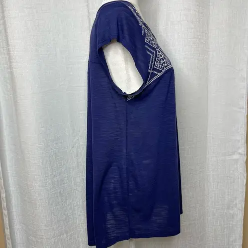 Cable & Gauge Embroidered Slub Knit Blouse (blue) - Large