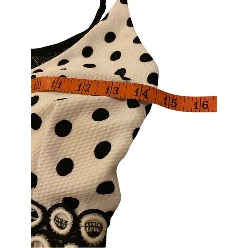 Fc Juniors Polka Dot Dress Formal PinUp Cutout Padded Holiday Wedding Sundress Black Size M