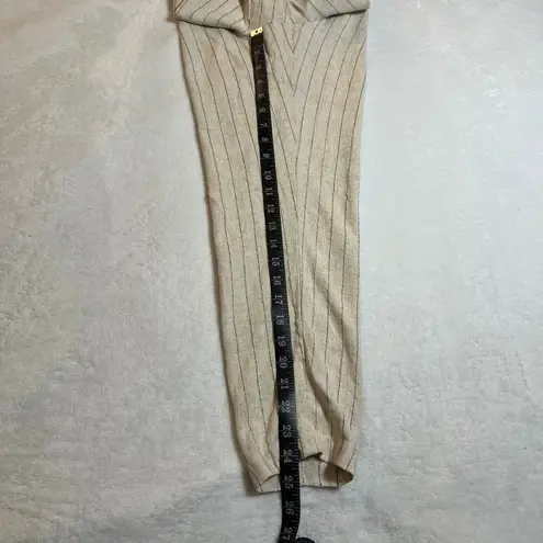 Common Sense Stripe Linen Blend Ankle Pants Size Medium Coastal Beach Neutral Tan