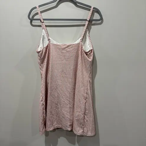 ANDIE Size Large The Amalfi One-Piece Swim Dress in Peach Houndstooth Modest