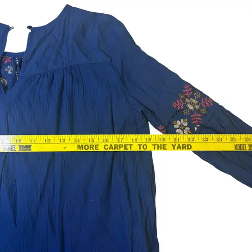 Francescas Blue Rain Embroidered Bell Sleeve Tunic Top Womens XS NWT