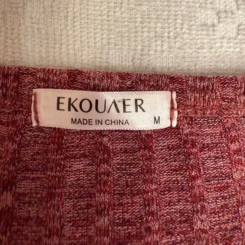 Ekouaer  Casual Maroon Knit Dress