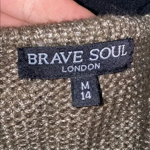 Brave Soul London Green Metallic Sweater Size M