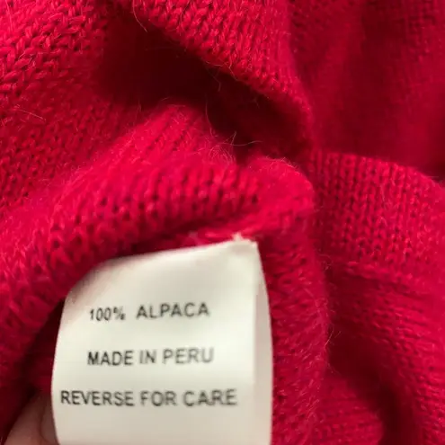 Pure Alpaca Handmade Bright Pink Red Sweater S
