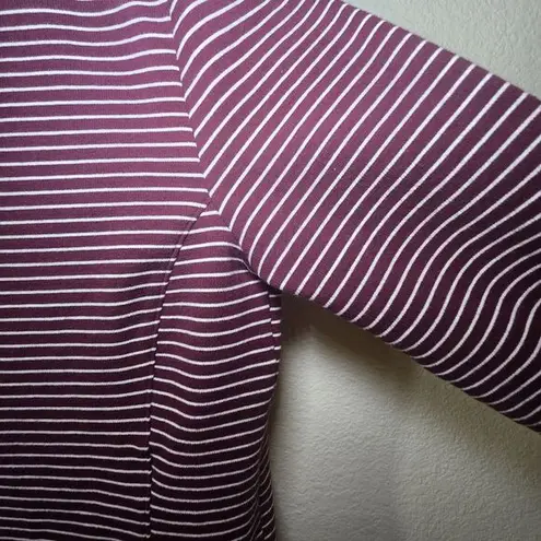 Duluth Trading Ponte Pro Dress Striped Maroon White Pockets Stretch XS Purple