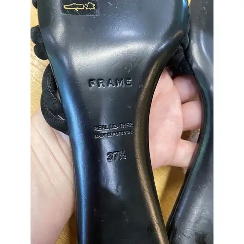 Frame Slide Sandals Women's 7 Black Suede Slip-On Block Heel Formal Open Toe S51