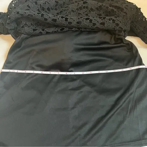 Lulus dress women’s size large black Made with Love crochet floral sleeve zip