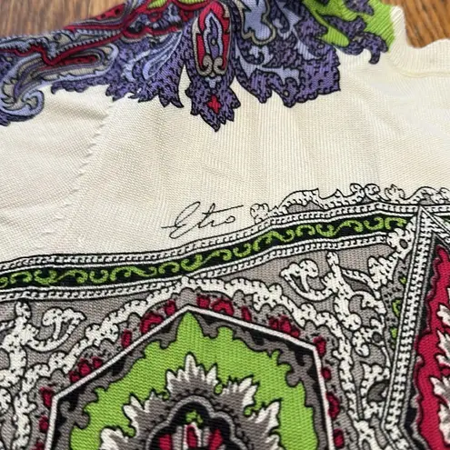 Etro Milano silk blend short sleeve paisley spring multicolor stripe knit top Green Size 4