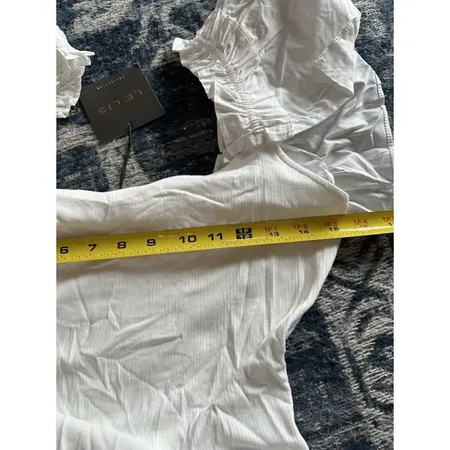 One Piece Les Lis Women's Ruffled Ribbed Bodysuit Size Large Creamy White NWT