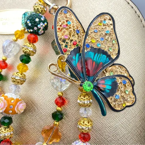 Handmade 🦋Luxury Bag/Phone Chain Charm/Keychain Colorful Filigree Butterfly Crystal Beads