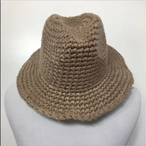 D&Y crocheted Panama brim boho hat in taupe