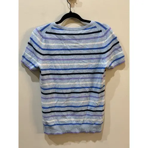 Charter Club Charter C Women's 100% Cashmere Striped Sweater Stripped Short Sleeve