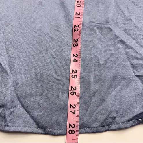 Carmen Marc Valvo Imperfect NWT 2X blouse slate blue blouse button bell sleeves