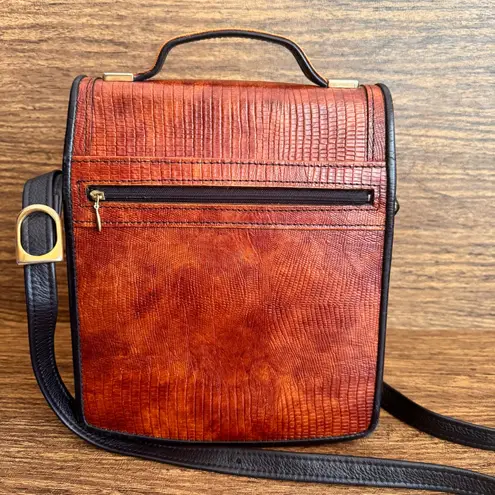 D. BREV Vintage Alligator Crossbody Bag #B094A000408 Exotic Leather Top Handle Brown