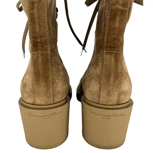 Gianvito Rossi  Foster 45mm Suede Lace Up Boots in Beige