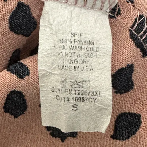 White Birch Top Womens S Pink Tiered Ruffle Long Sleeve Animal Print Boho Indie