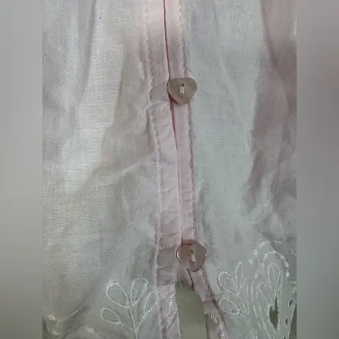 Shabby Chic 100% Cotton Pink Camisole size Small Eyelet Lace Hearts Scalloped