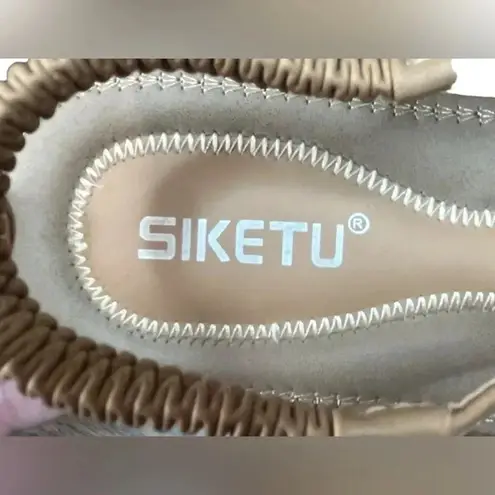SIKETU SUMMER SLING BACK SANDALS BEACH BOHEMIAN BEADED STONE DETAILS SIZE 8.5 Tan