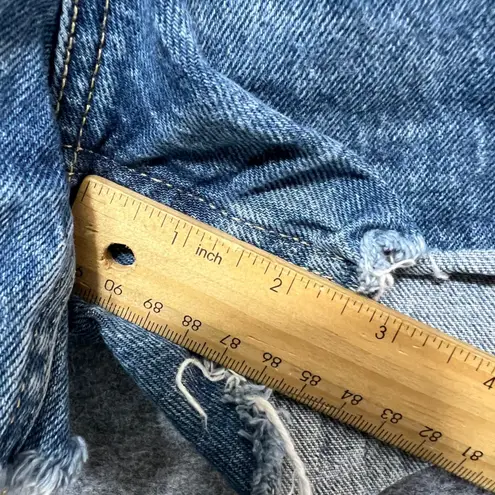 Free Assembly Denim Jean Shorts Raw Hem Blue Wash Womens Size 12 Cutoff Frayed