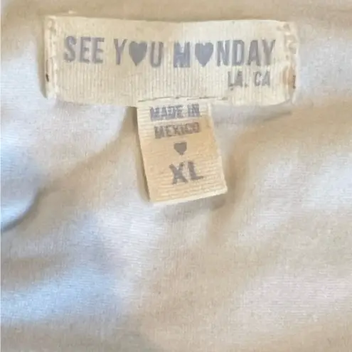 See You Monday See You Monday Women's XL White Floral Lace Long Sleeve semi sheer Crop Top