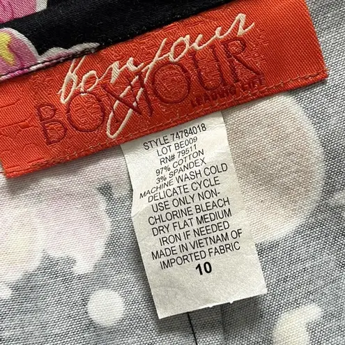 Vintage Skort Shorts Skirt Black Hibiscus Pineapple 10 8 6