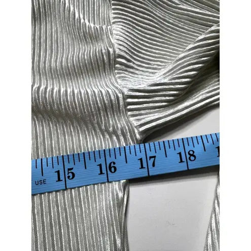 VTG Itzy Open Cardigan Shimmery Silver Ribbed Y2K Coquette Layering Top Womens