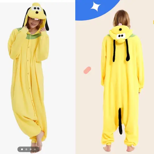 Pluto dog adult cosplay Halloween costume pajamas onesies Yellow Size M