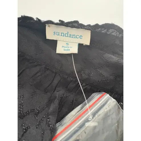 Sundance Artists Vision Tunic Size S Black Floral Embroidered Crinkle Boho NWOT