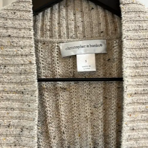 Christopher & Banks Creme Speckled Open Front Cardigan - Size Small