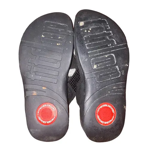 FitFlop Lulu Rhinestone embellished wobble Board t-strapped sandals size 7 black