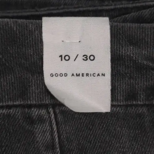 Good American  90s Duster Straight Leg Jeans Charcoal Black Faded Denim 10/30 New