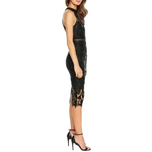 Bardot Isa Crochet Lace Cocktail Sheath Dress French Black Size L 10 NWT