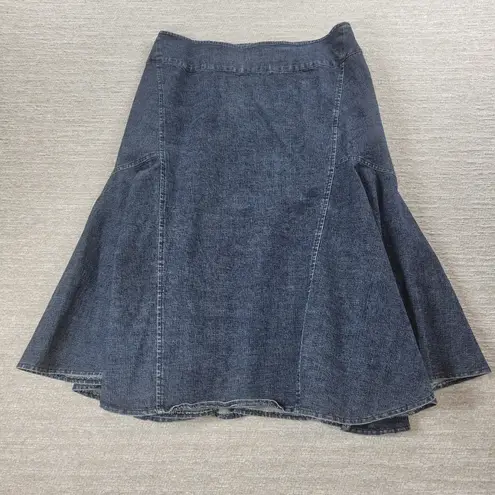VTG Powerline Denim Skirt Size 8 Blue Dark Wash Flounce Flared Mermaid Rodeo