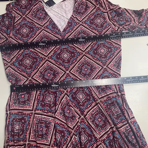 Agnes & Dora Women’s Scarf Dress Size 2X Pockets Burgundy Pink Blue Stretchy